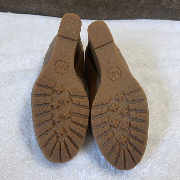 Michael Kors MK Women's Leather High Heel Loafer Pump Wedges Size 7 - Picture 6 of 13